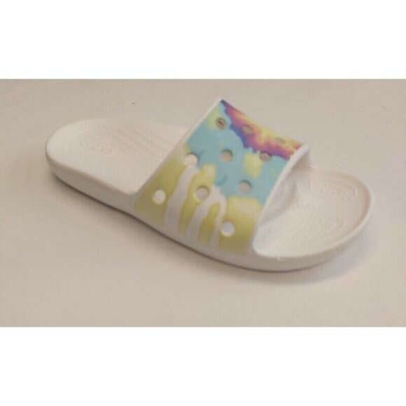 Crocs Classic Womens 8 Mens 10 Tiedye Graphic Slide Sandal Slip On Comfort Shoes - Picture 1 of 8